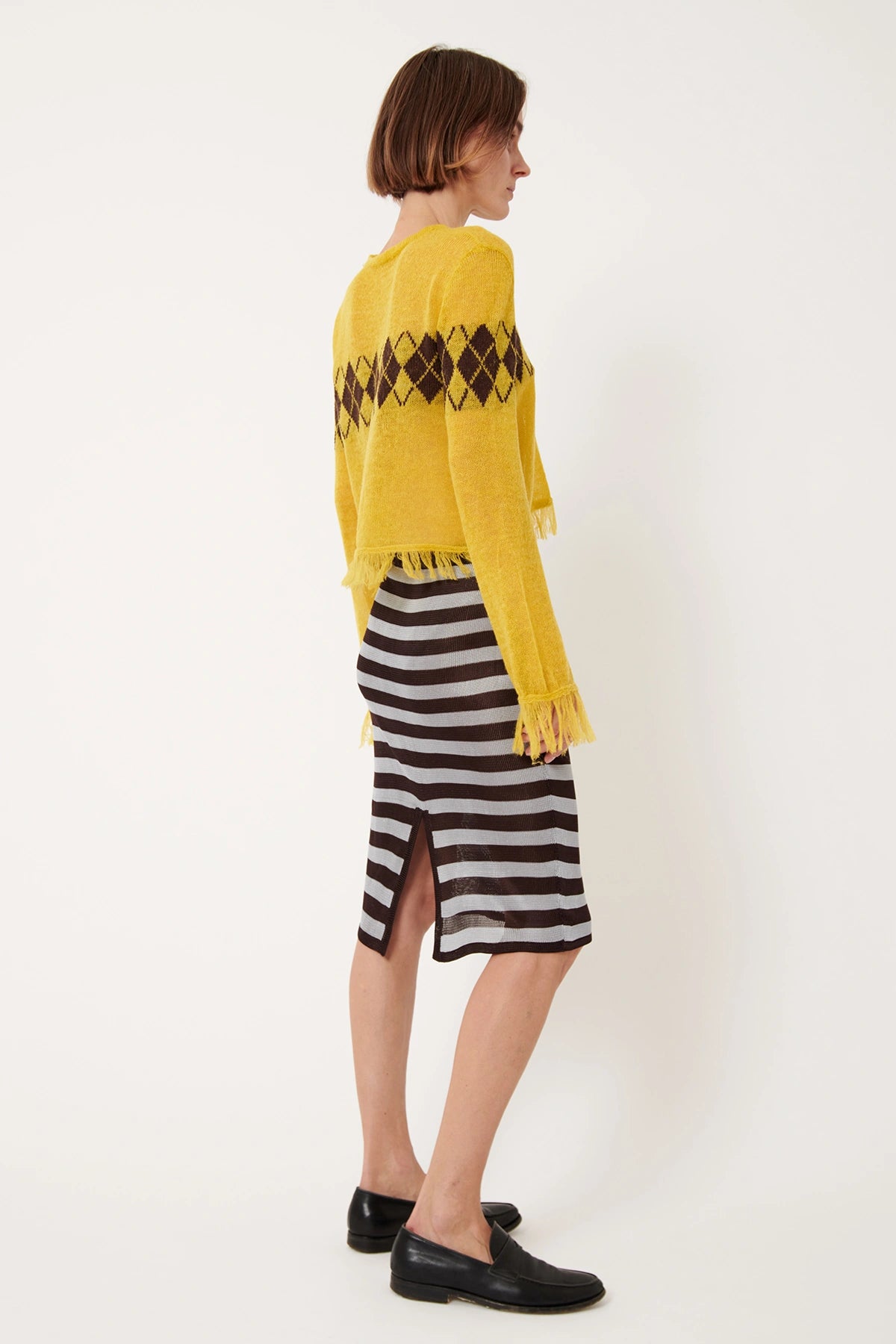 Cinzia Knitted Skirt Striped Grigio and Moca