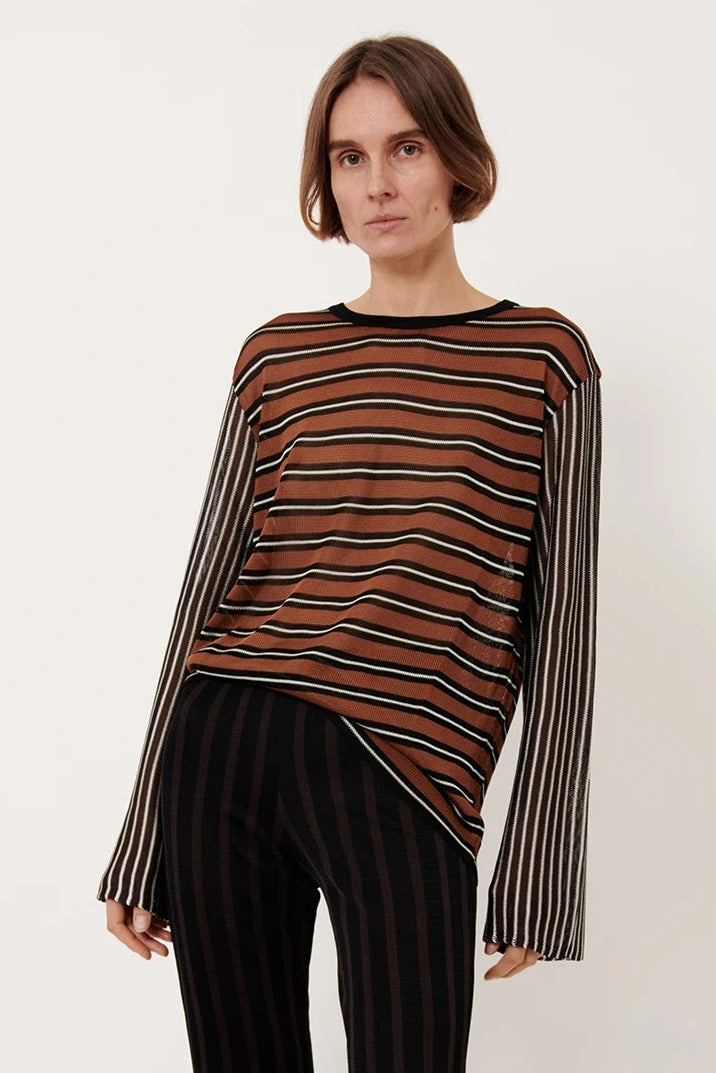 Dino Knitted Top Striped Cappuccino