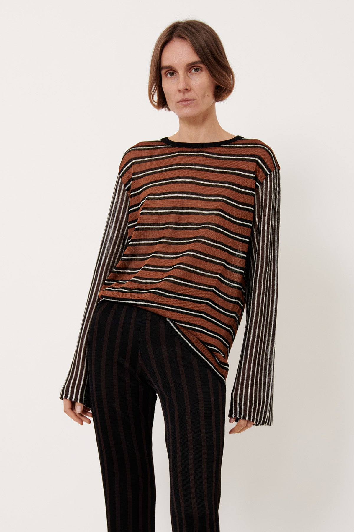 Dino Knitted Top Striped Cappuccino