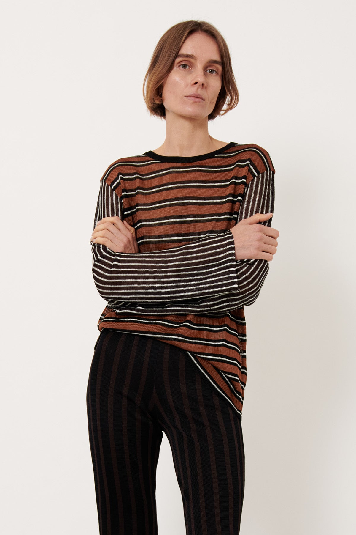 Dino Knitted Top Striped Cappuccino