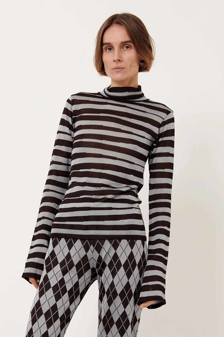 Edo Knitted Top Striped Grigio and Moca