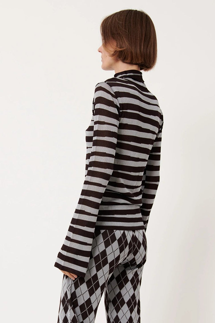 Edo Knitted Top Striped Grigio and Moca