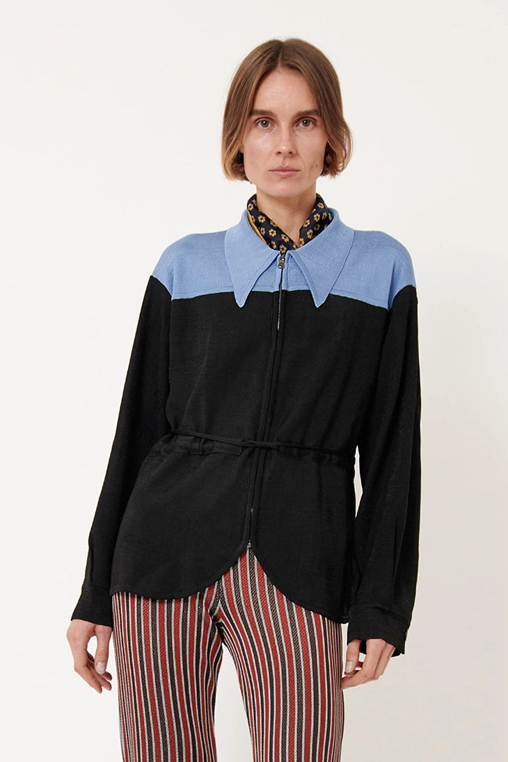 Lucino Knitted Jacket Nero and Azzurro