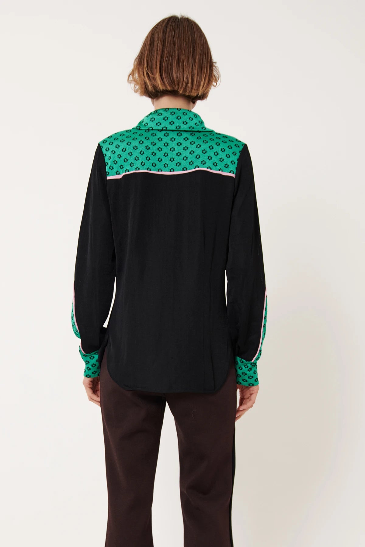 Monica Knitted Top Nero and Smeraldo