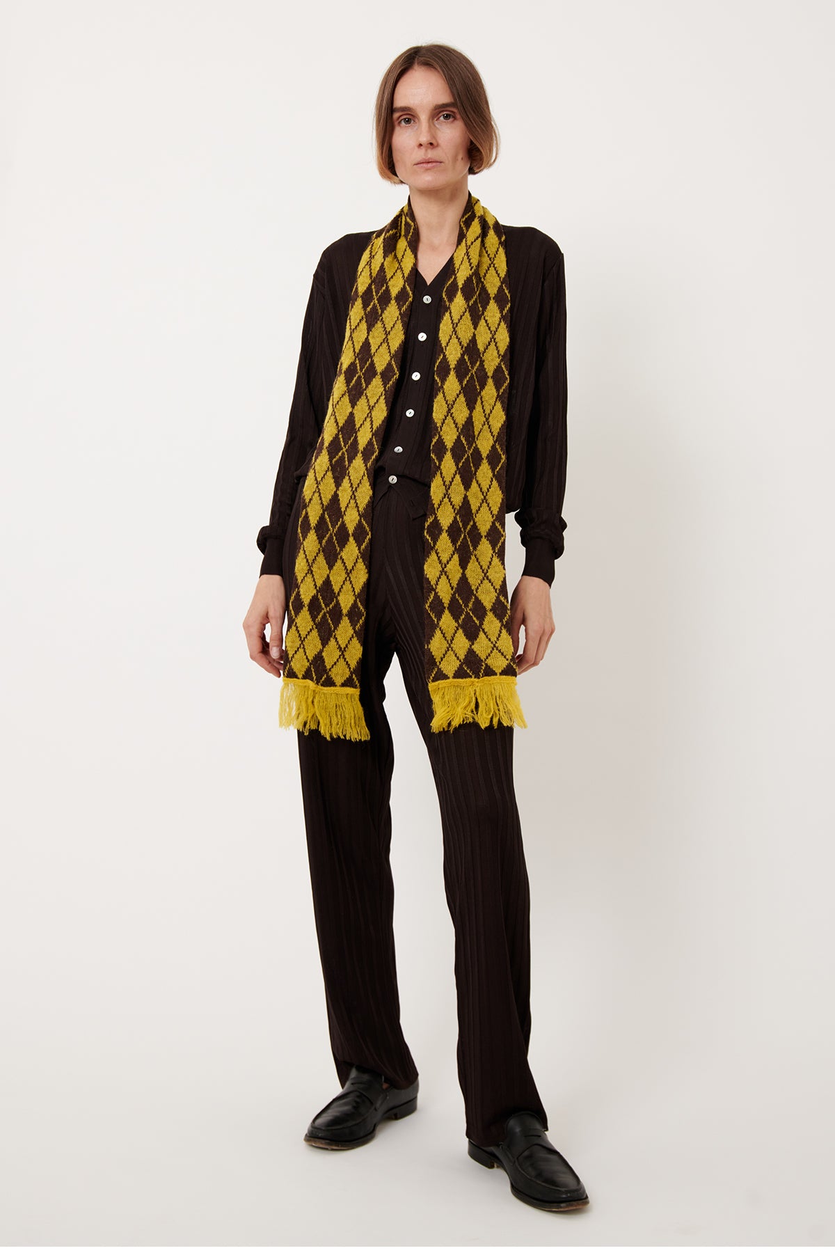 Piero Knitted Scarf Giallo and Castano