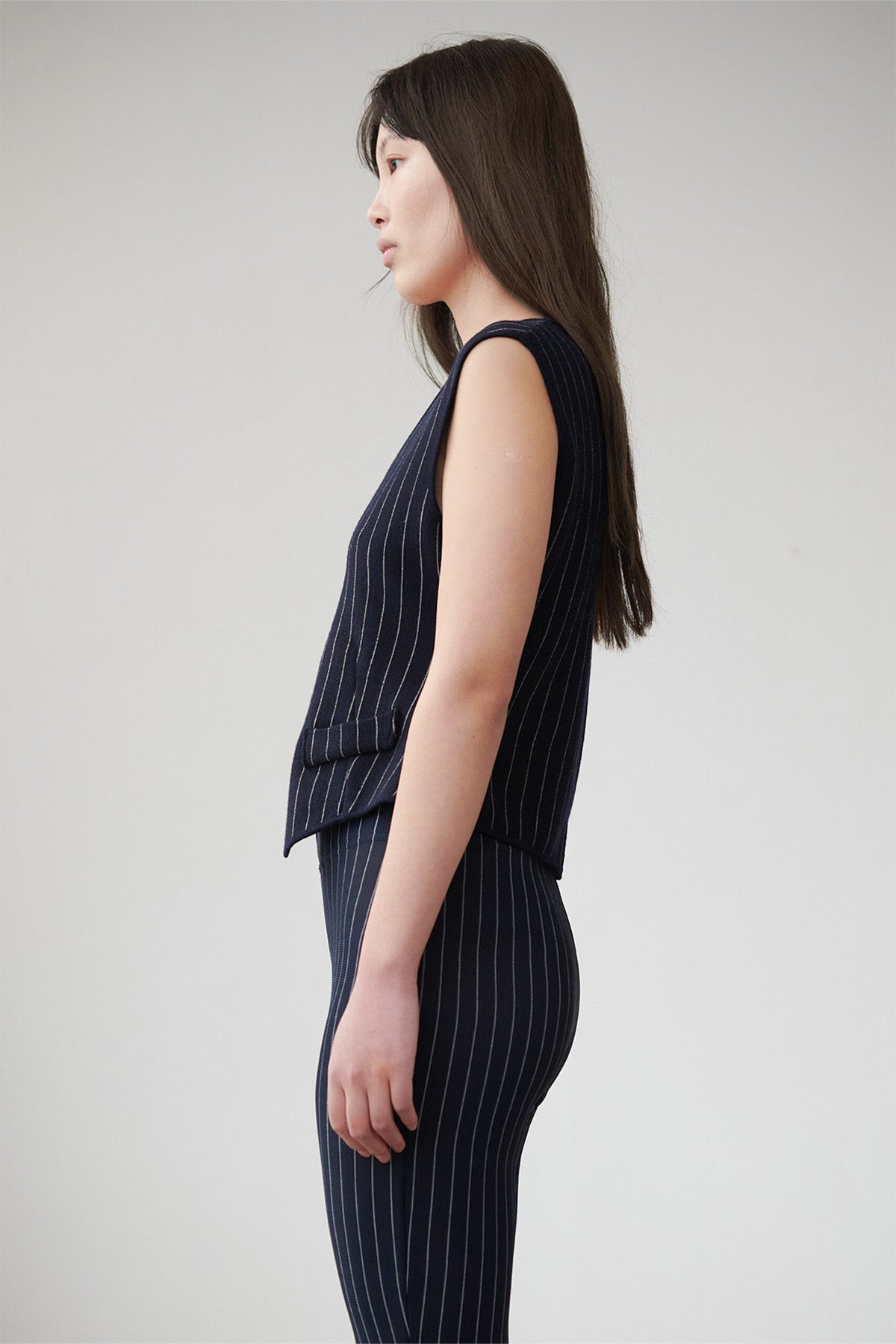 Robin Knitted Gilet Gessato Blu and Panna