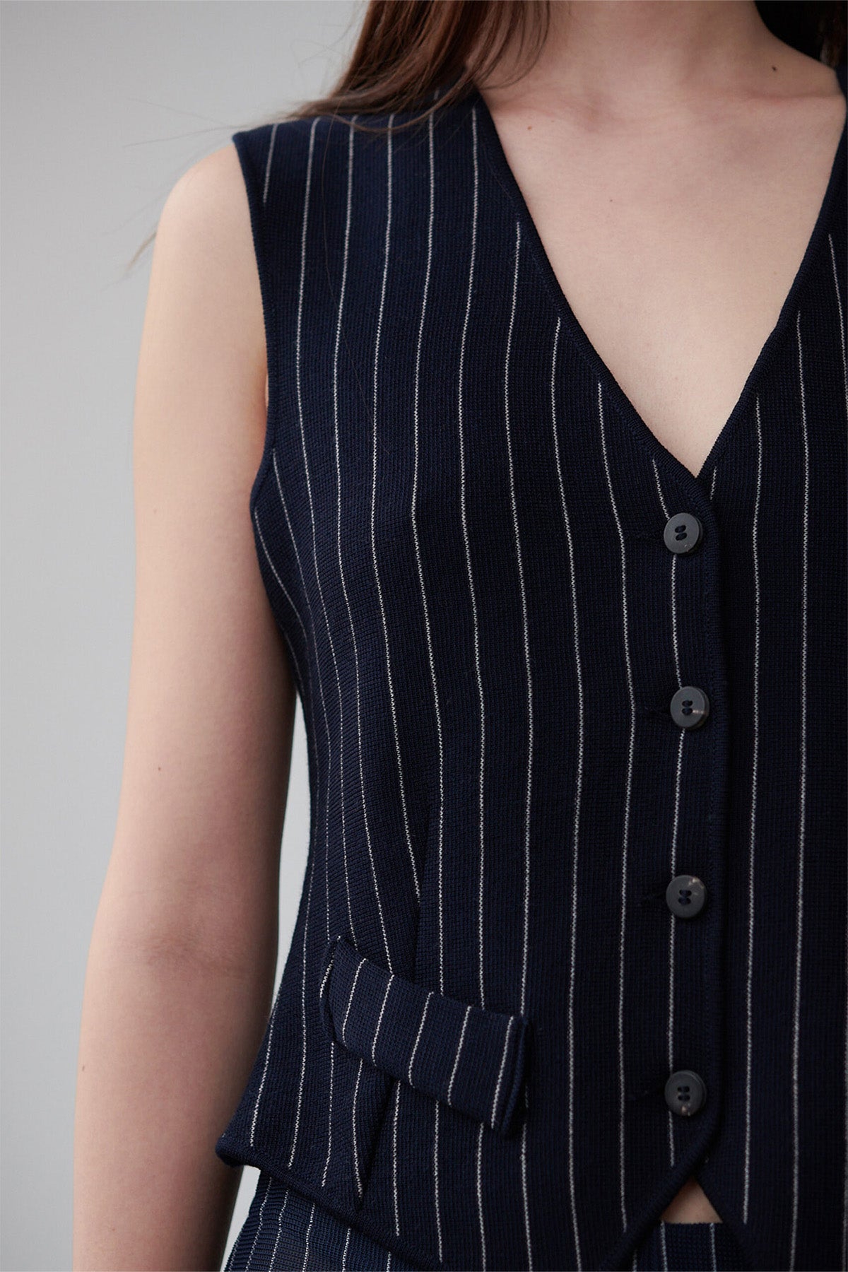 Robin Knitted Gilet Gessato Blu and Panna