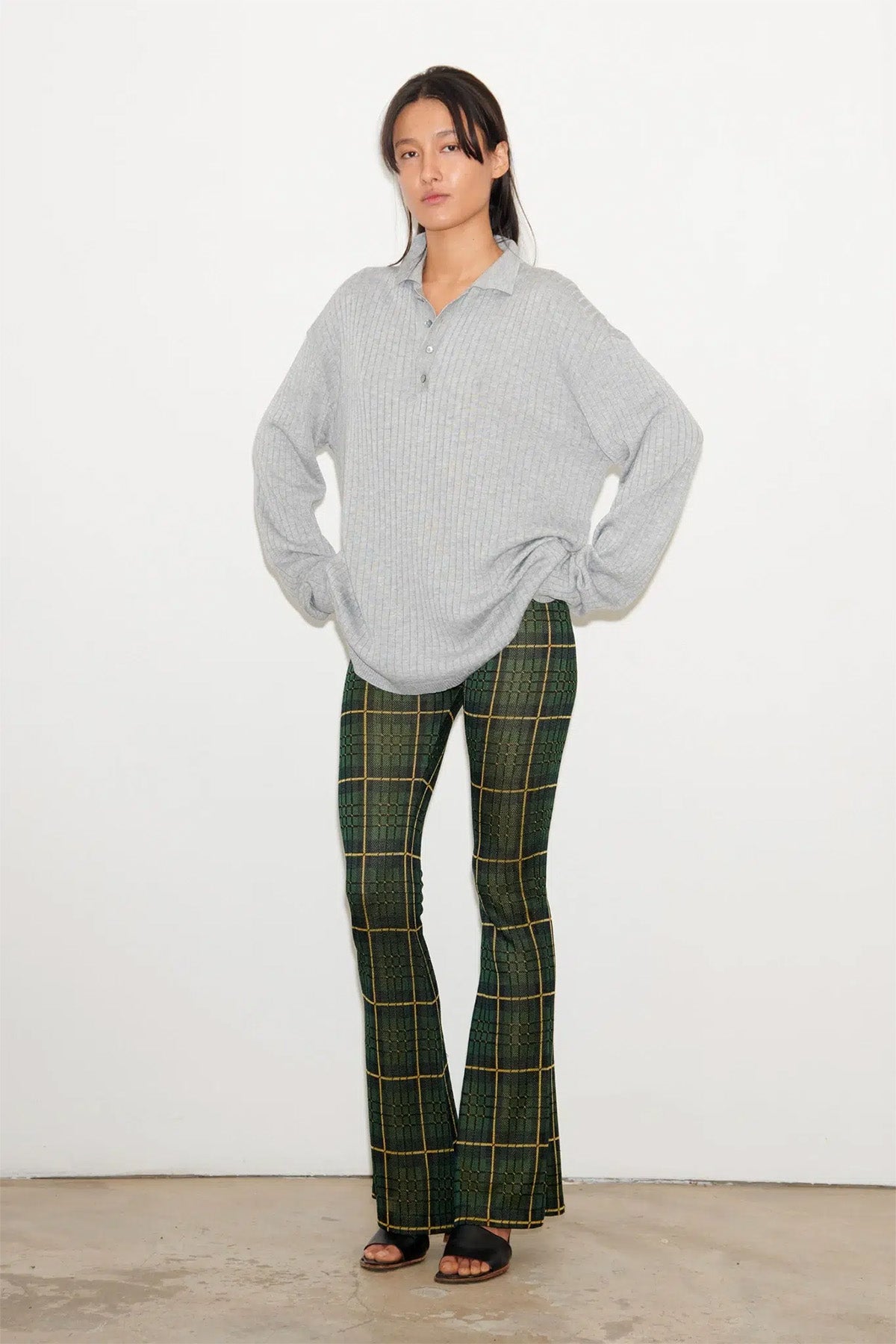 Oliver Knitted Pants Tartan Verde