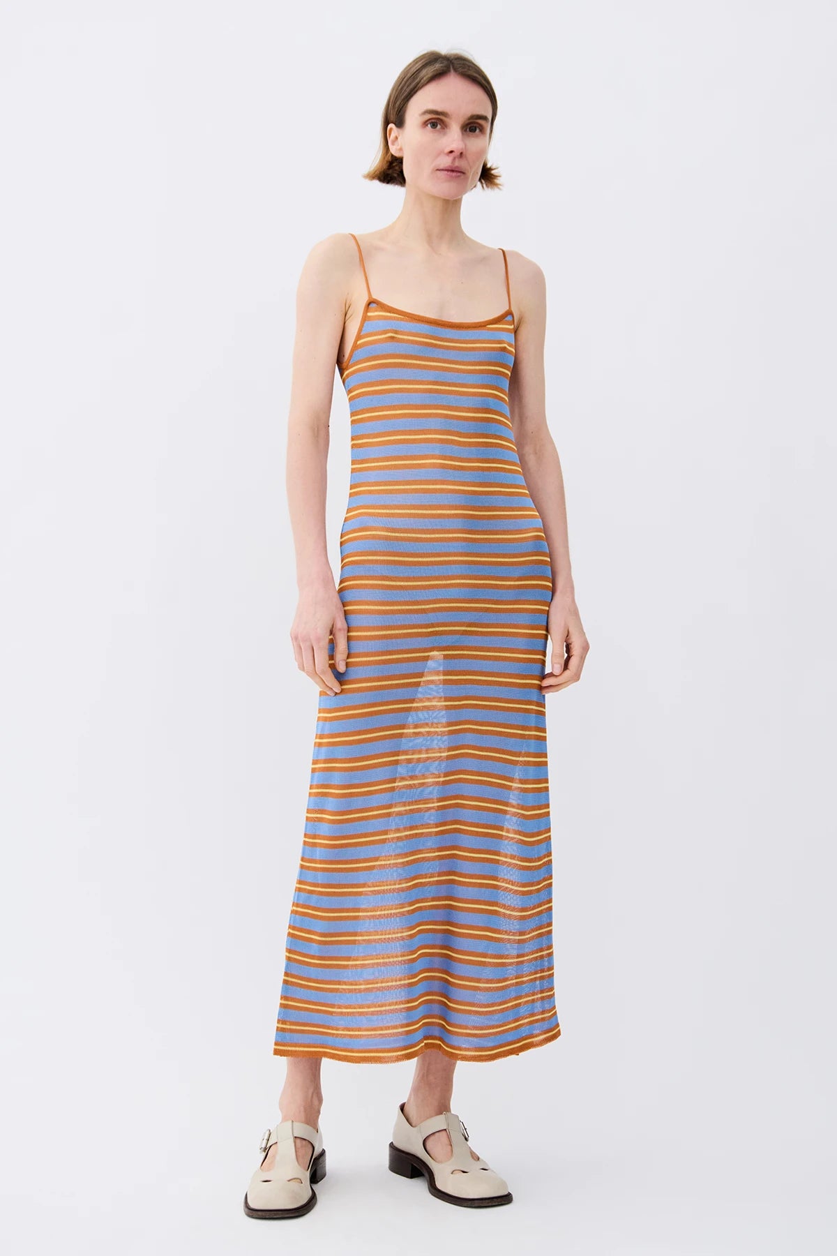 Bonnie Knitted Dress Striped Celeste and Caramello