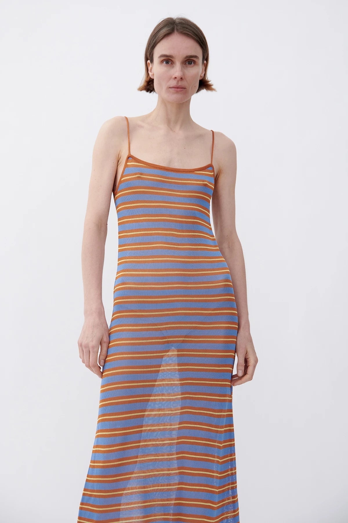 Bonnie Knitted Dress Striped Celeste and Caramello