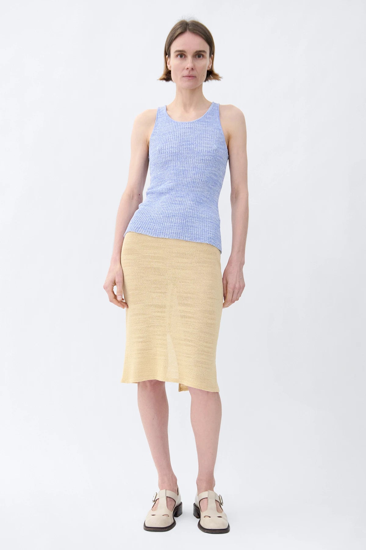 Cinzia Knitted Skirt Crema and Bianco