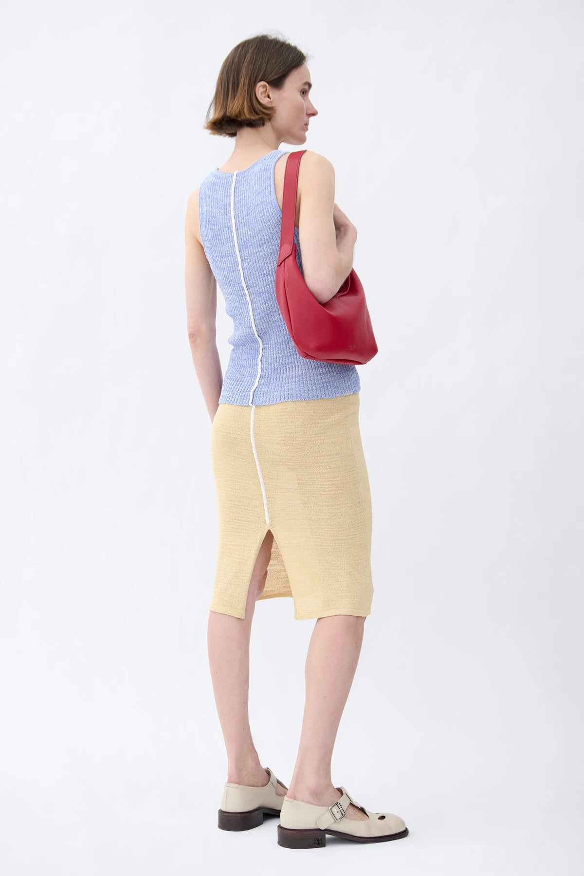 Cinzia Knitted Skirt Crema and Bianco