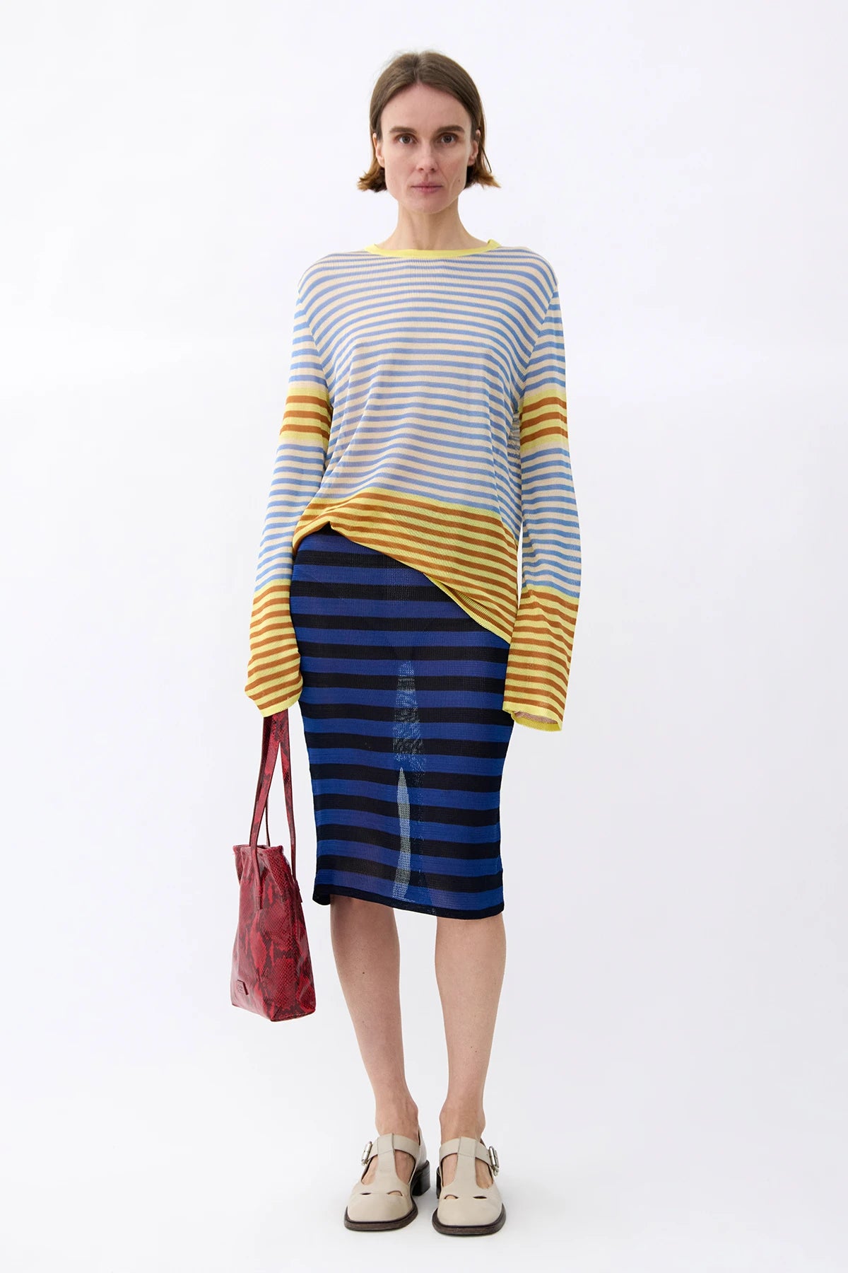 Cinzia Knitted Skirt Striped Blu and Navy