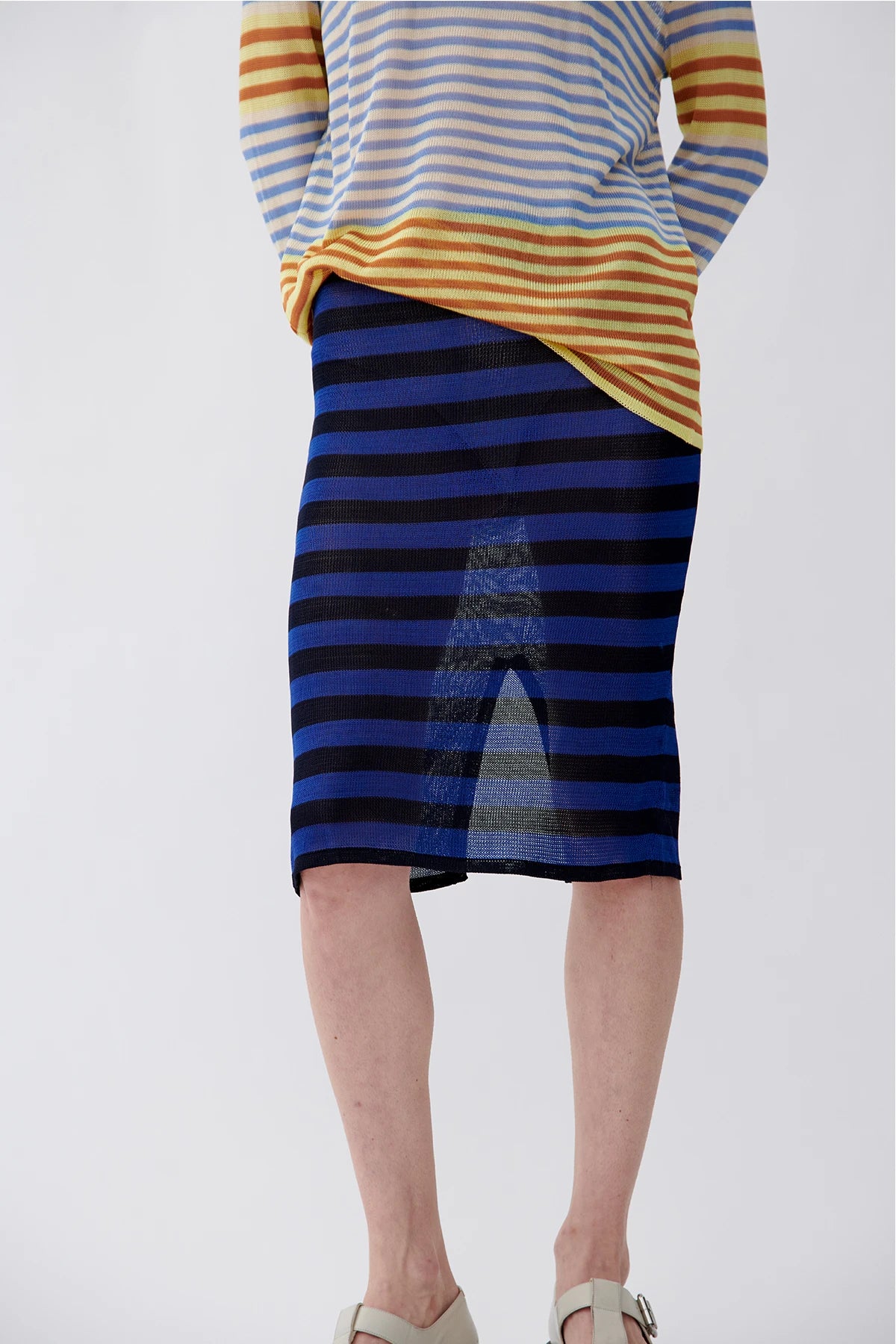 Cinzia Knitted Skirt Striped Blu and Navy