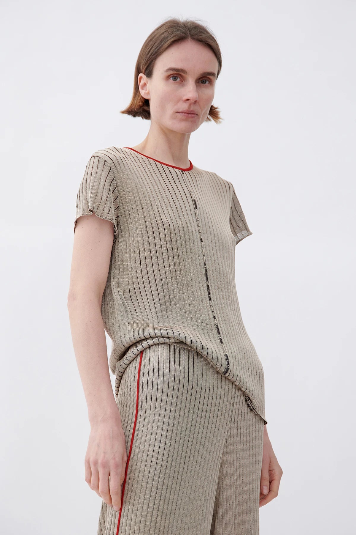 Clovis Knitted Top Ecru and Moca