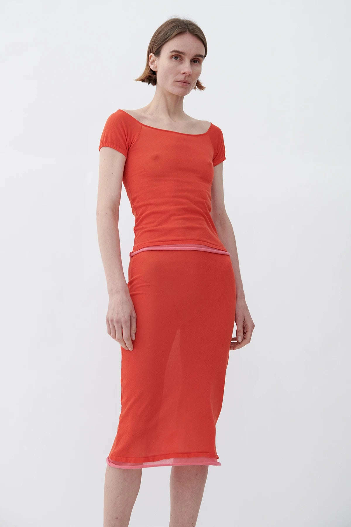Iole Knitted Skirt Rosso and Rosa