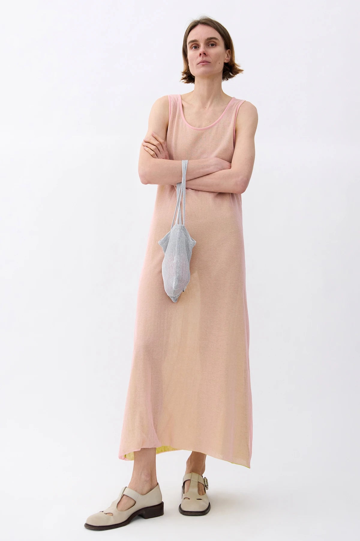Lola Ribbed Knitted Bag Argento