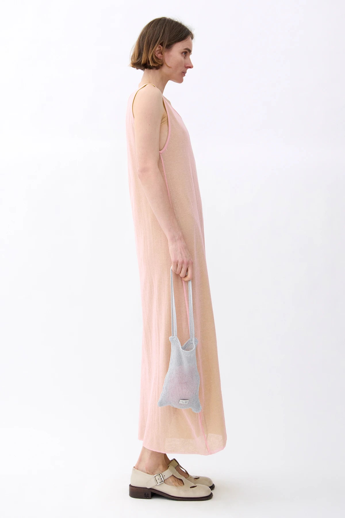 Lola Ribbed Knitted Bag Argento