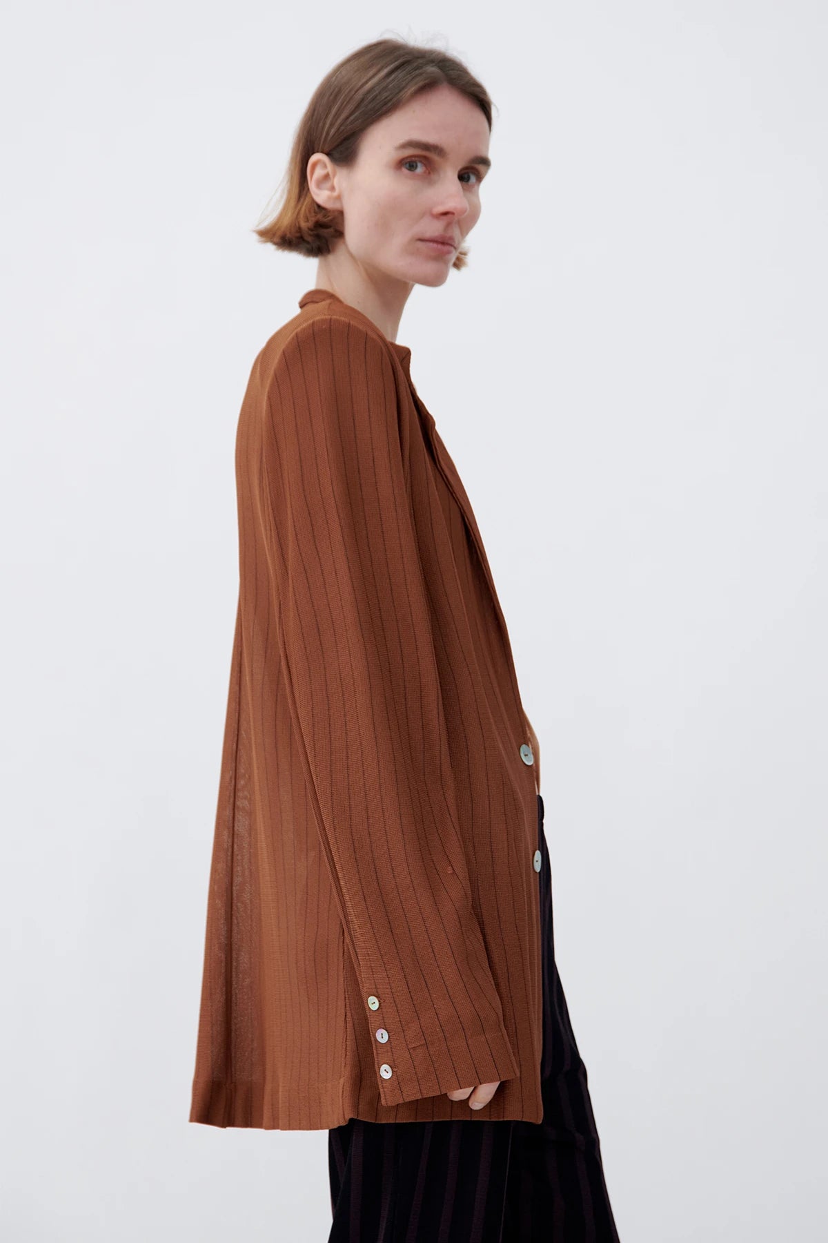 Marlene Knitted Jacket Gessato Caramello and Moca