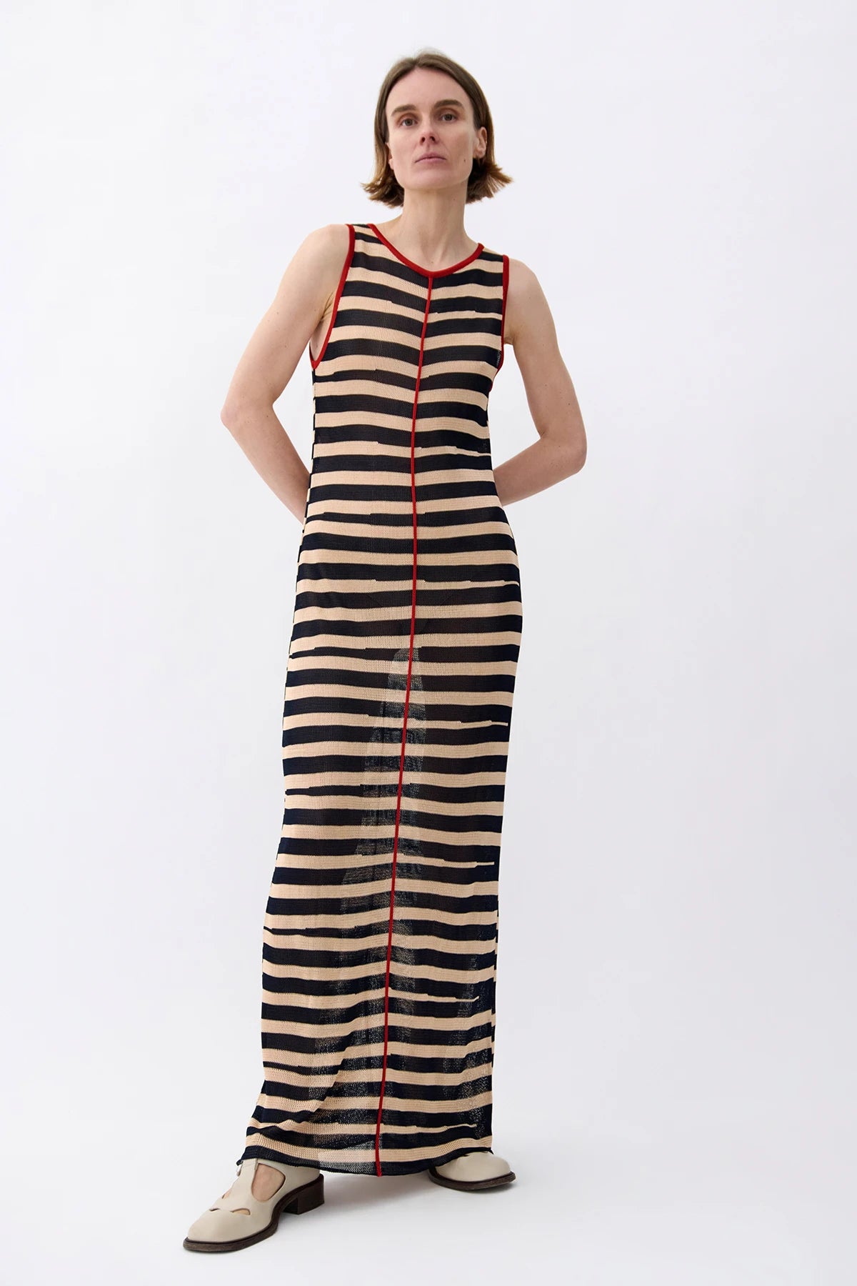 Noa Knitted Dress Striped Panna and Moca