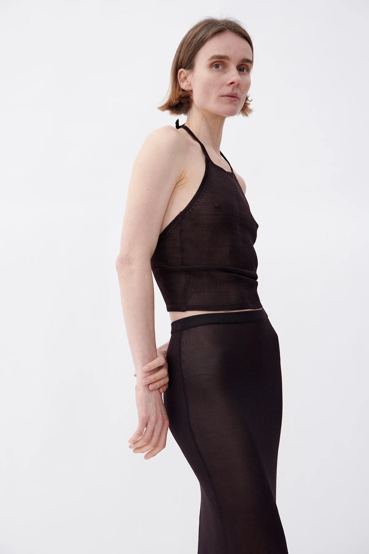 Pia Knitted Top Moka and Nero