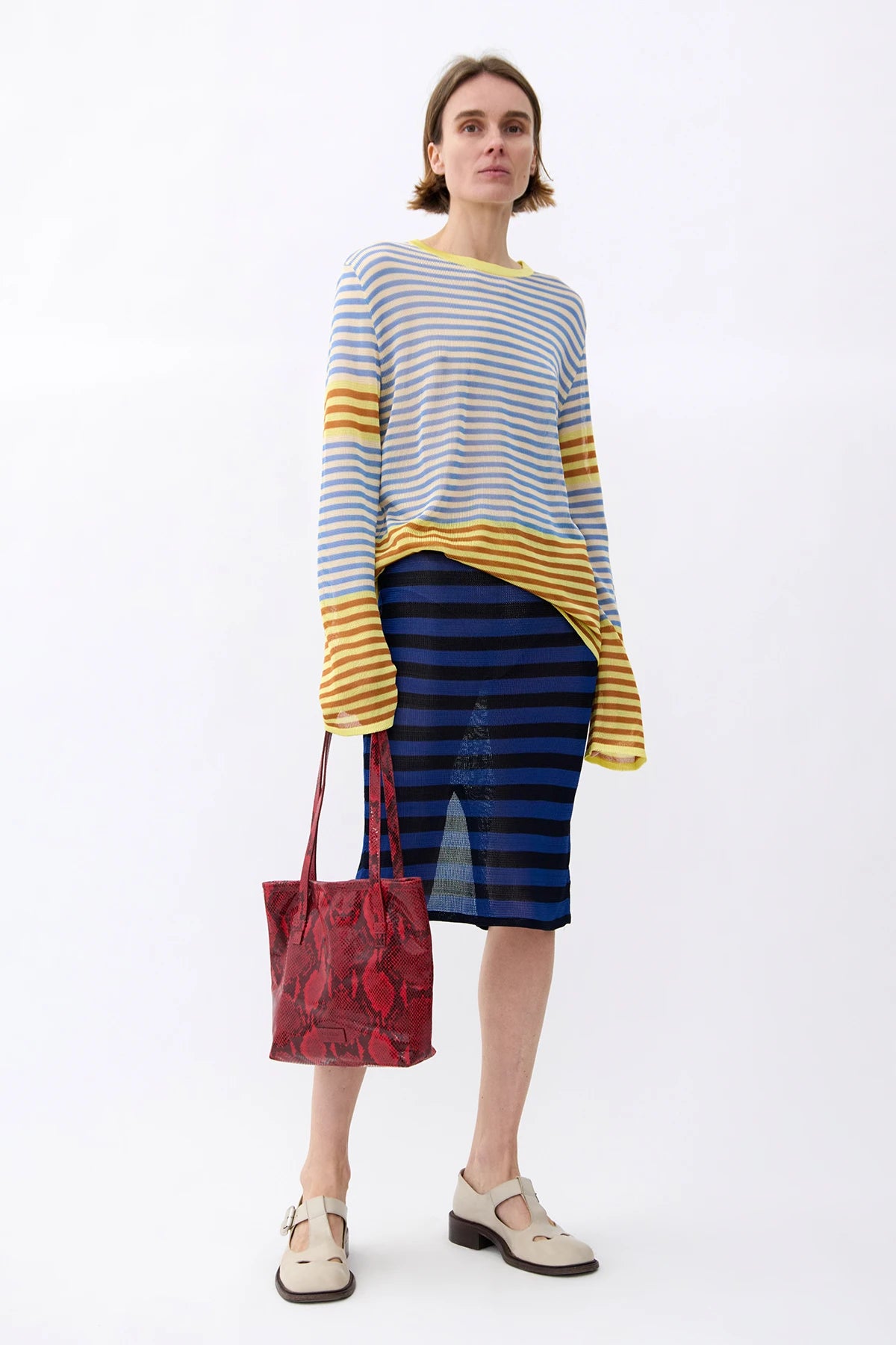 Sisto Knitted Top Striped Giallo and Blu