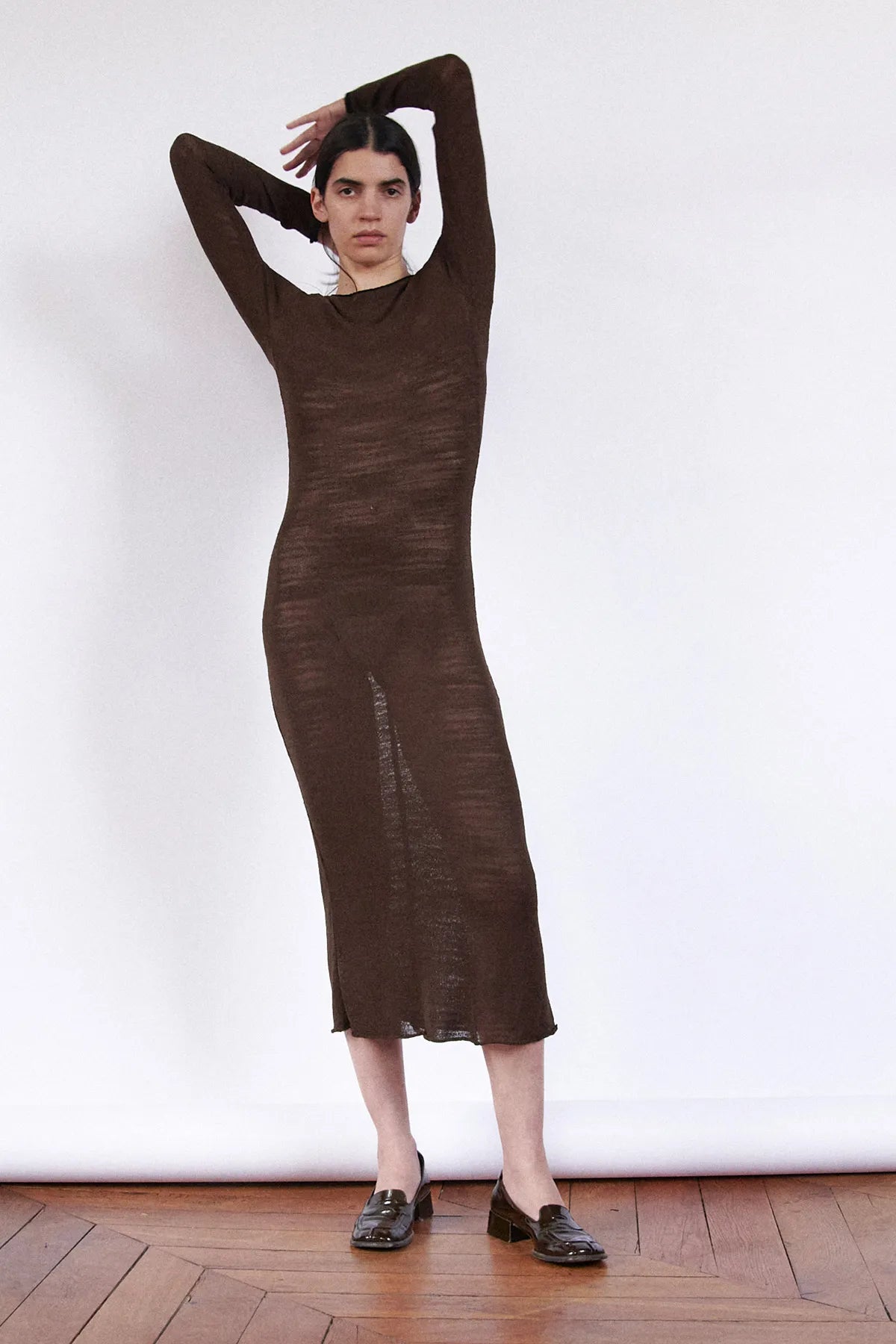 Ambra Knitted Dress Marrone and Nero