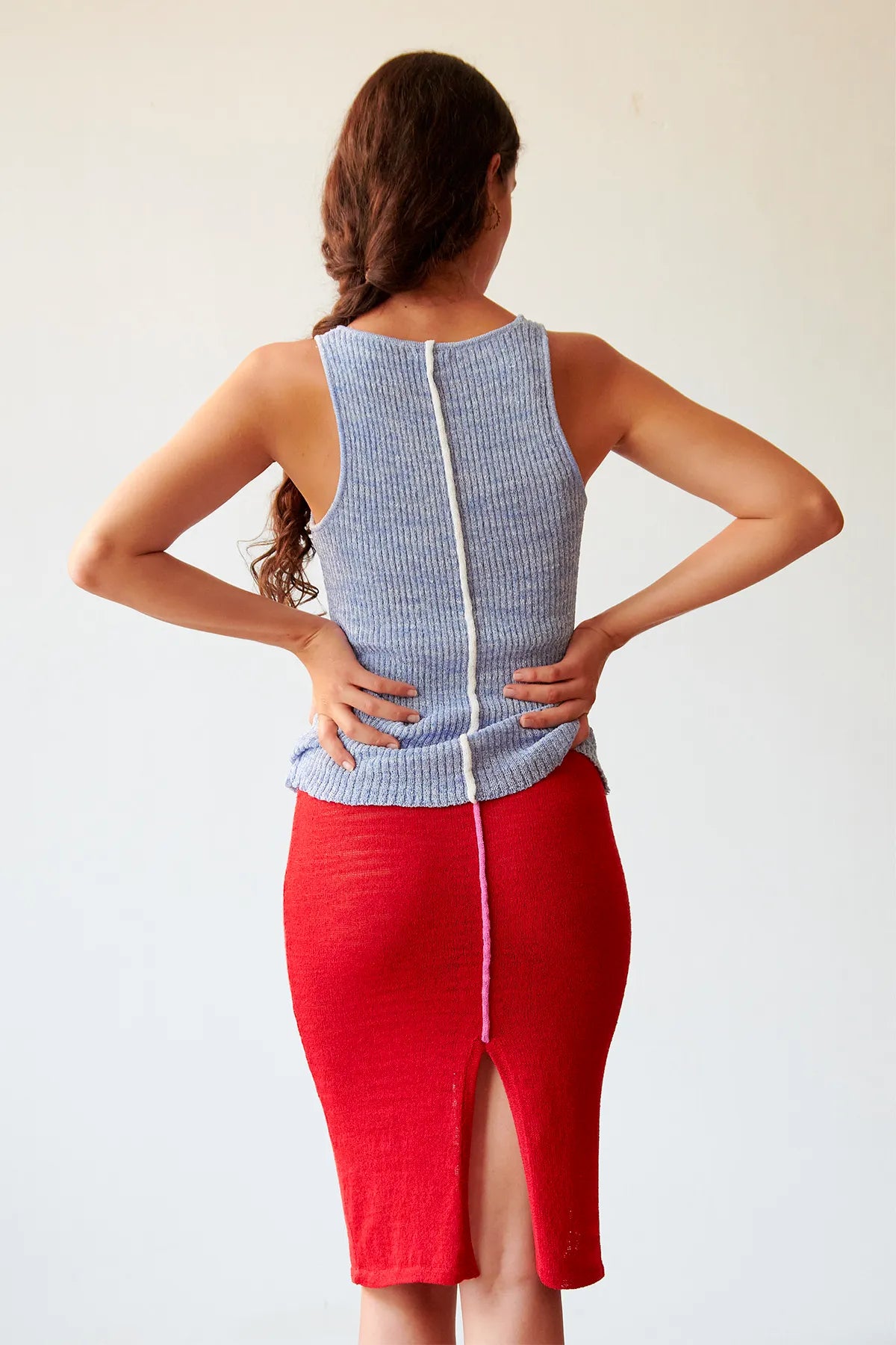 Anto Knitted Top Celeste and Bianco