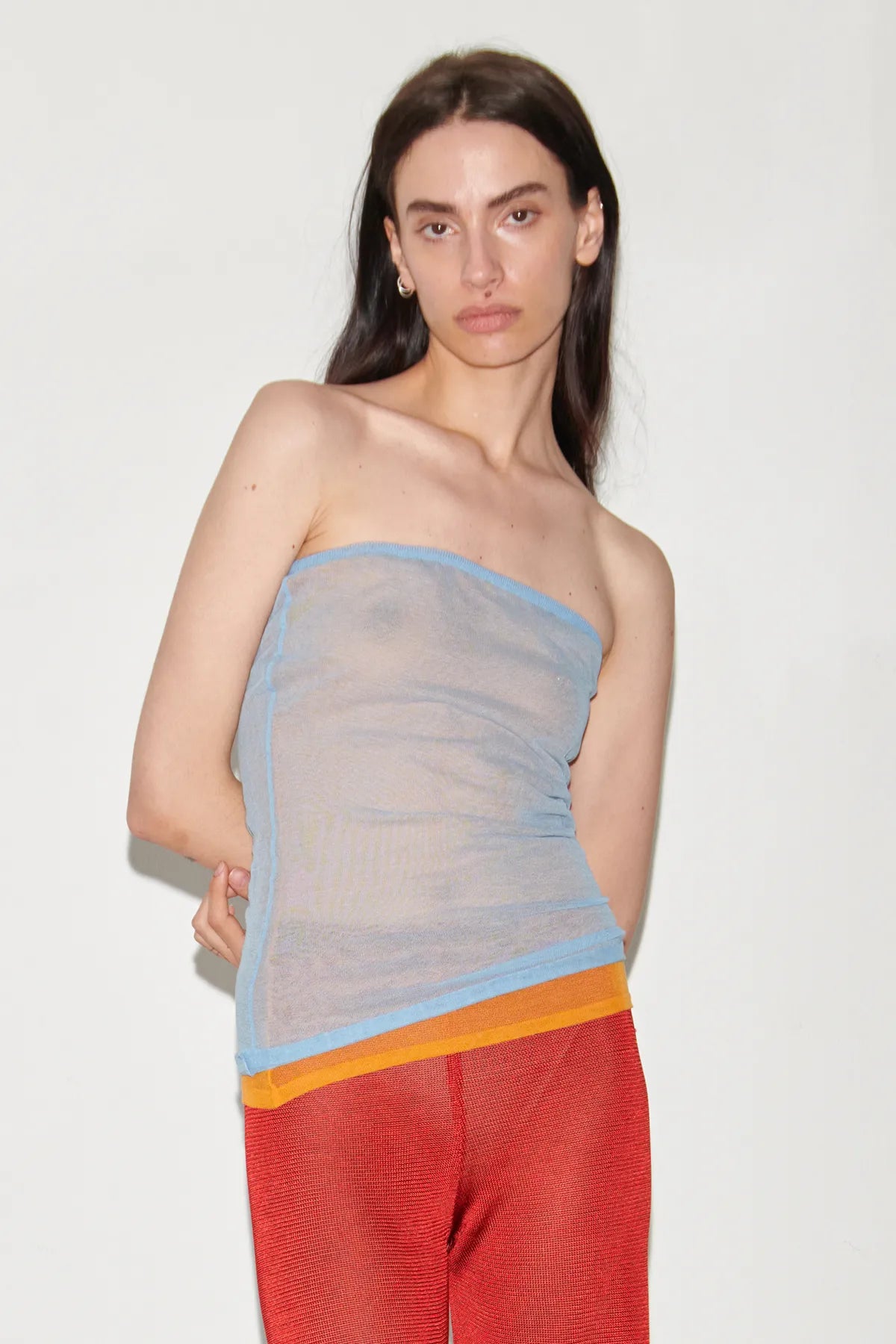 Bennie Reversible Knitted Top Celeste and Arancio