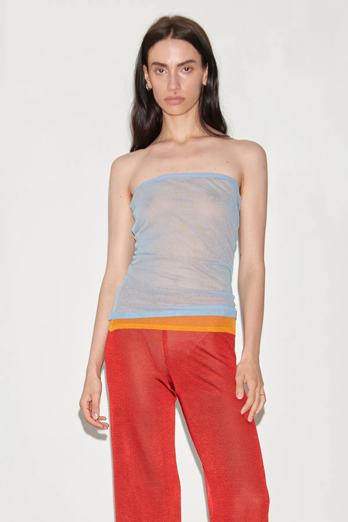 Bennie Reversible Knitted Top Celeste and Arancio