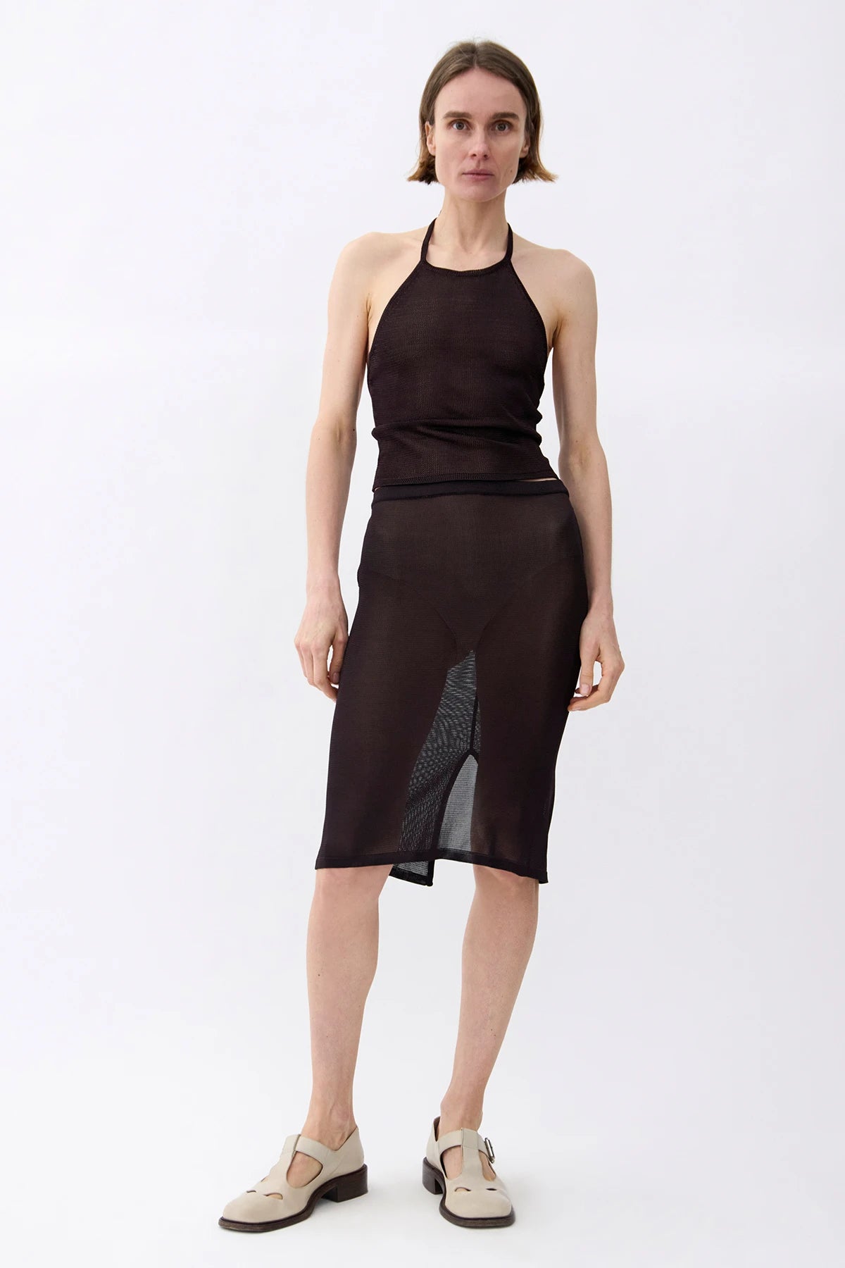 Cinzia Knitted Skirt Moca and Nero
