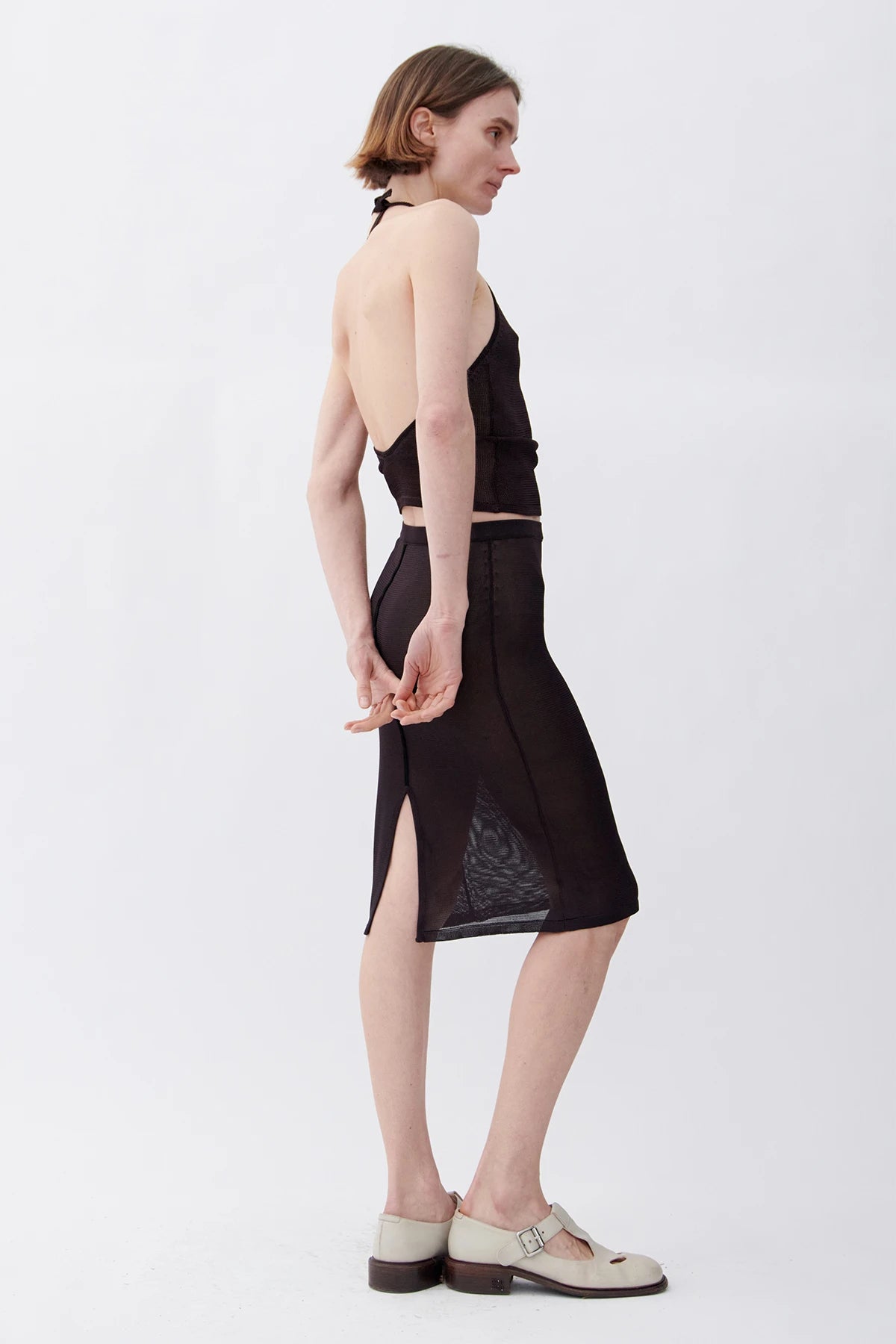 Cinzia Knitted Skirt Moca and Nero