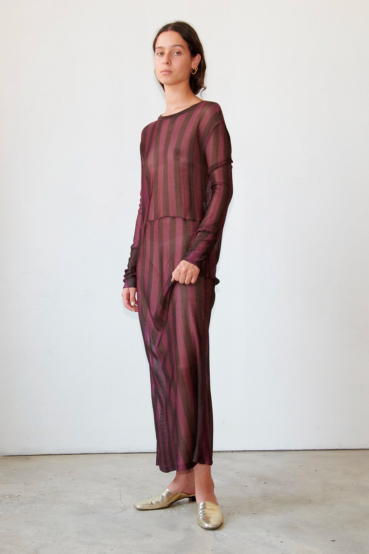 Corto Knitted Dress Striped Melanzana and Moca