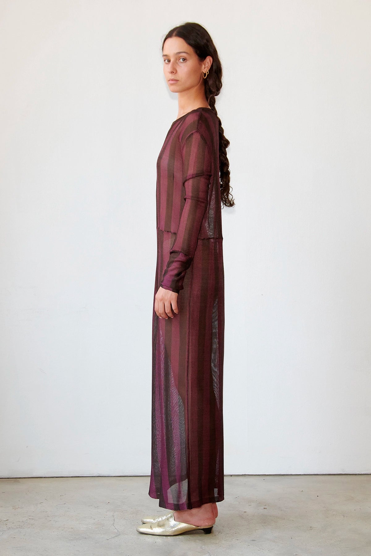 Corto Knitted Dress Striped Melanzana and Moca