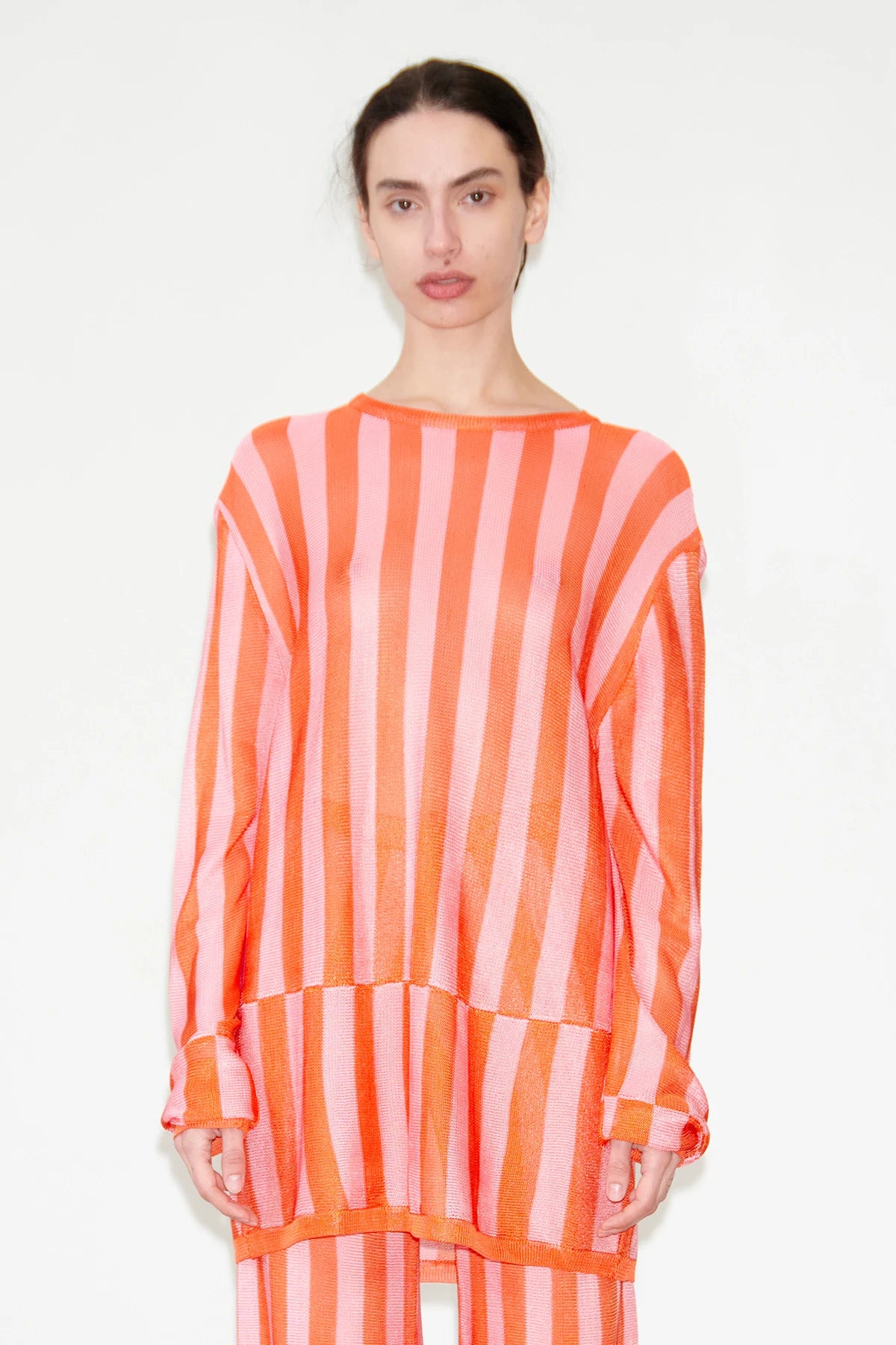 Corto Knitted Top Striped Rosa and Arancio