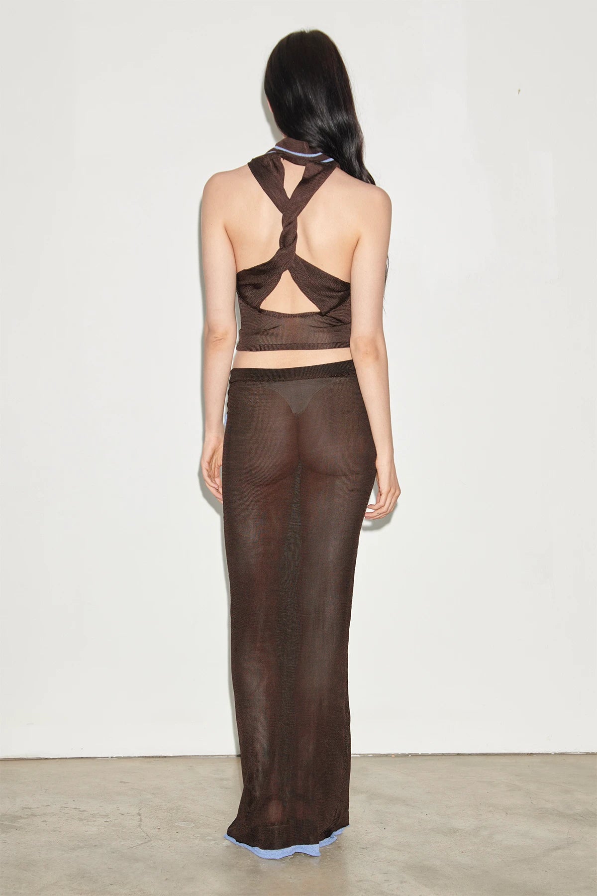 Dea Knitted Skirt Cioccolato and Celeste
