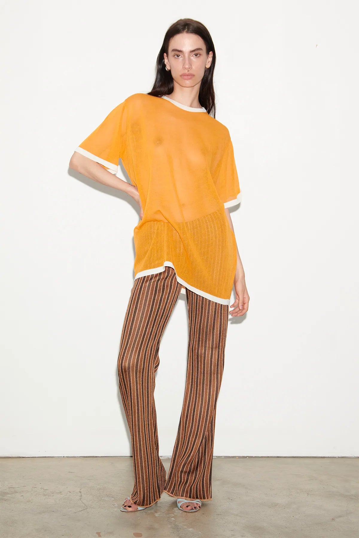 Dua Knitted Top Arancio and Bianco