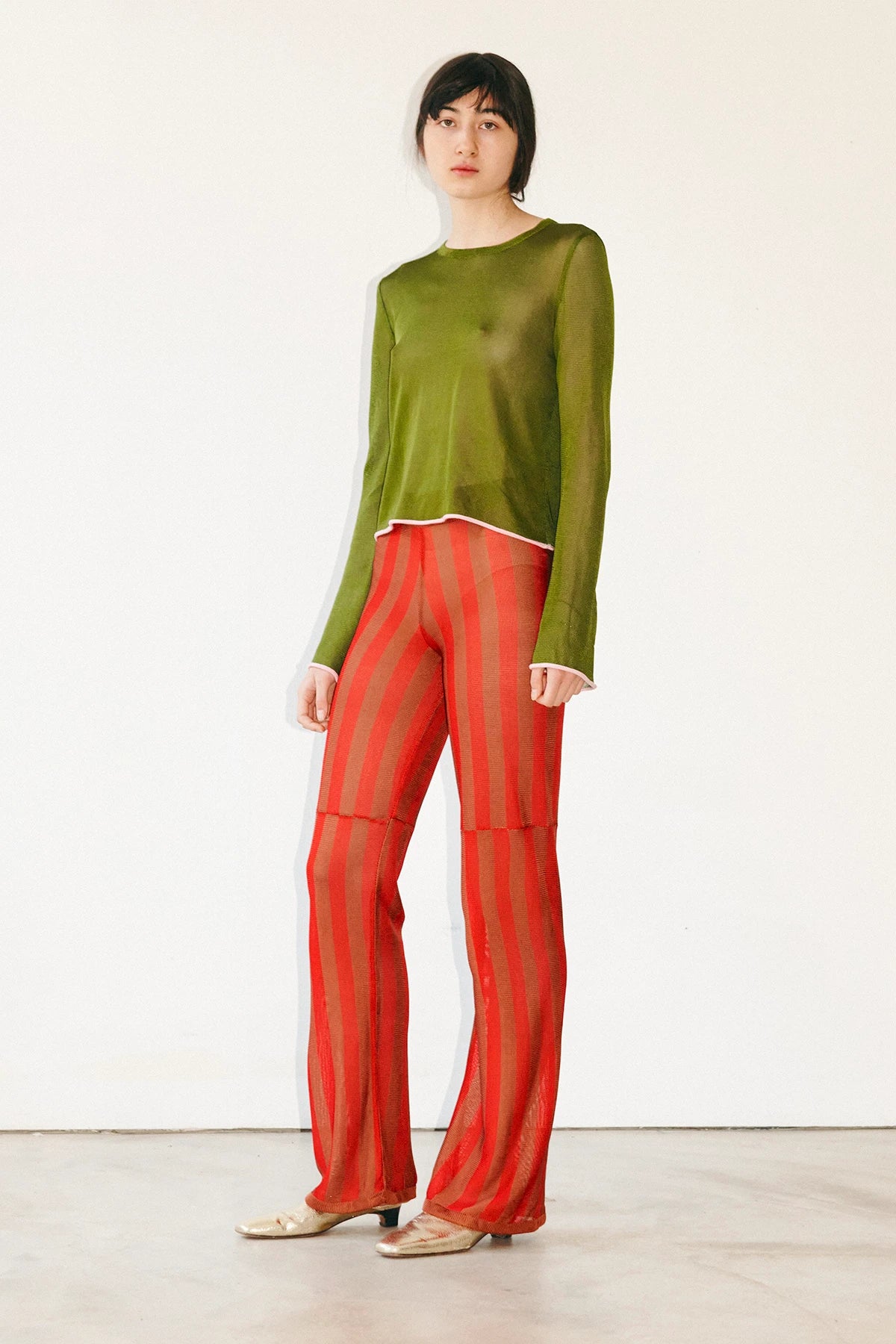 Gianni Knitted Pants Striped Rosso and Marrone