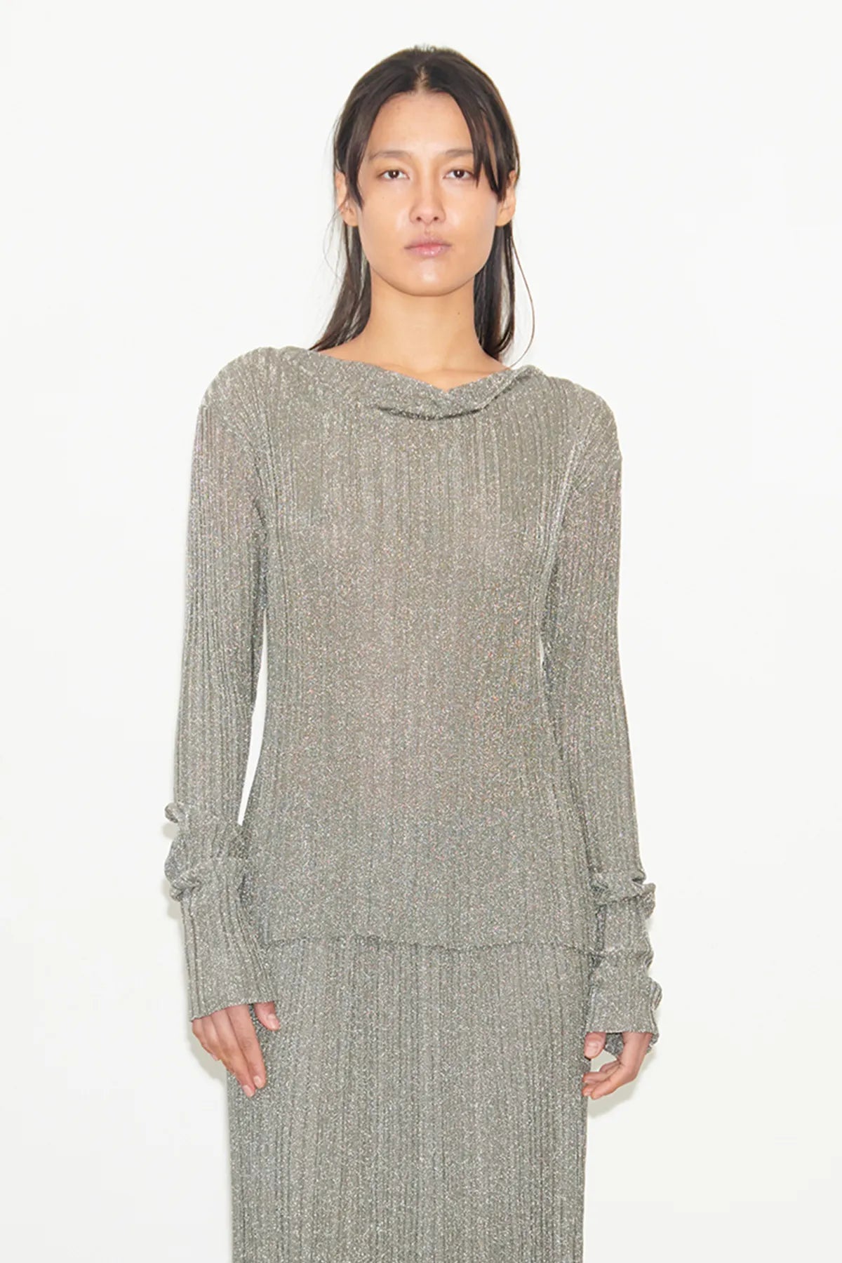 Lola Knitted Top Metallico Argento Antico