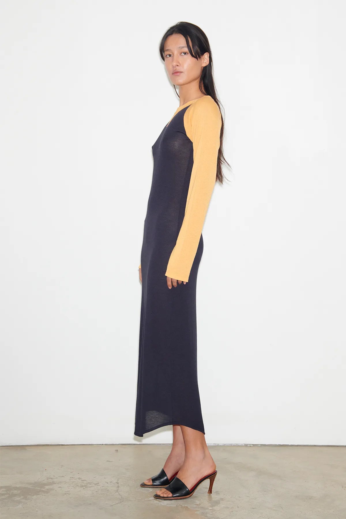 Mabel Knitted Dress Navy and Zafferano
