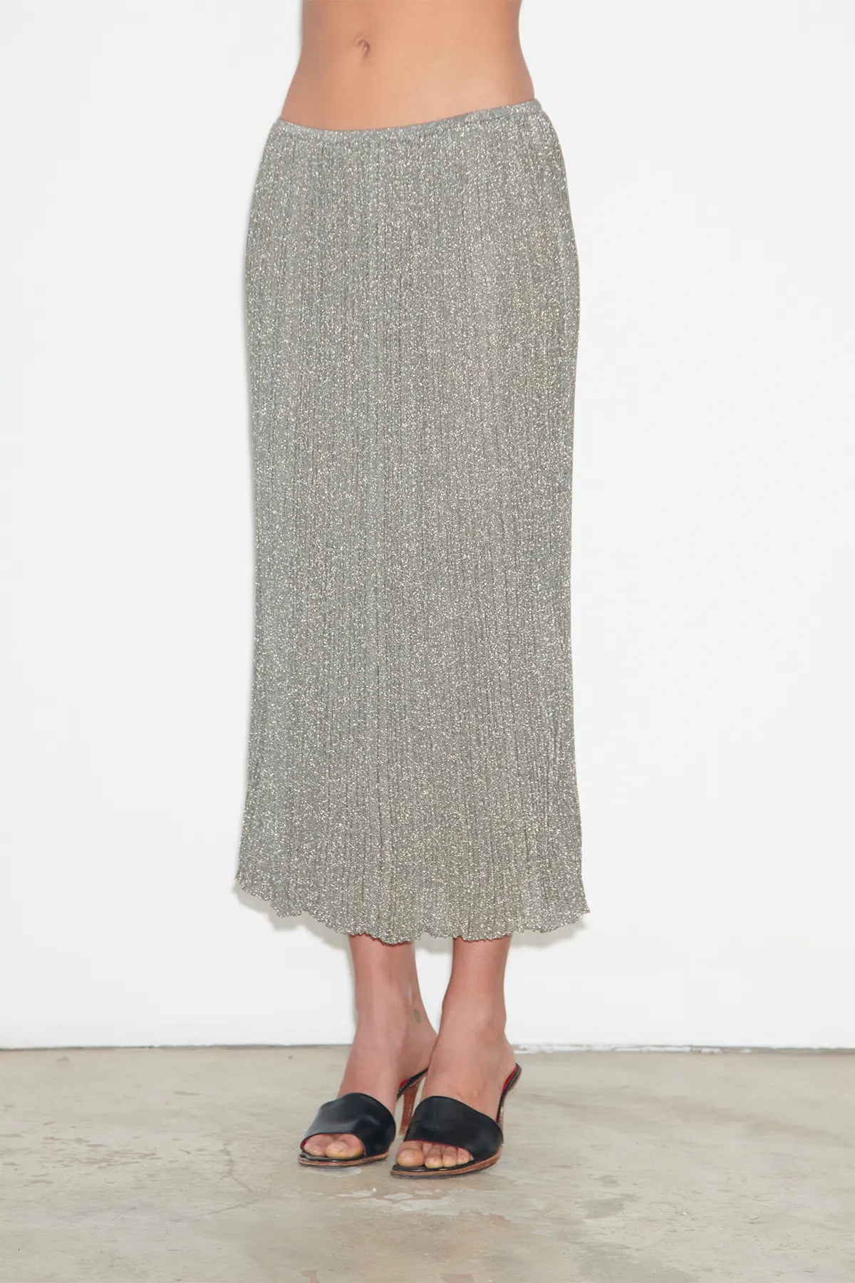 Mirta Knitted Skirt Metallico Argento Antico
