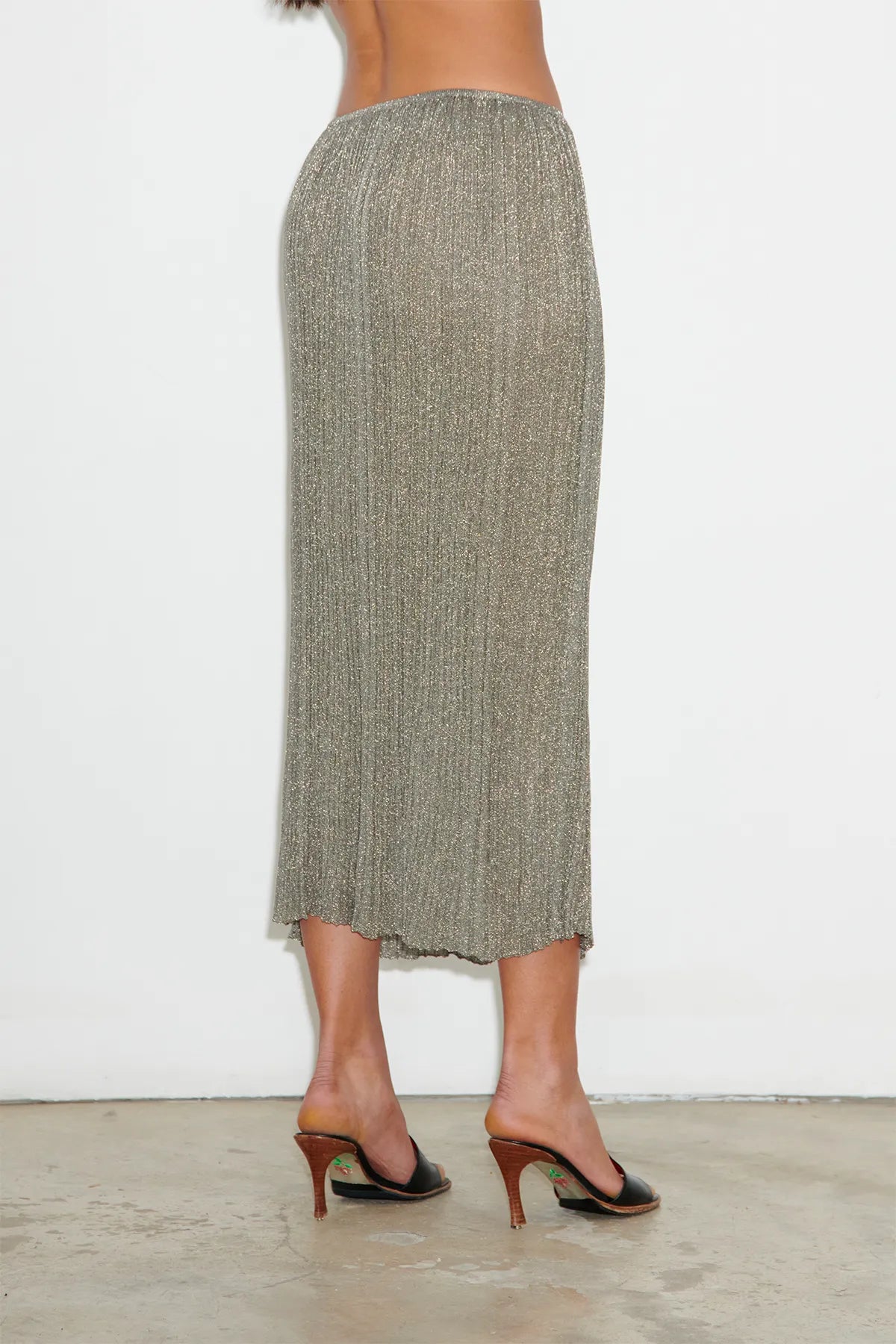 Mirta Knitted Skirt Metallico Argento Antico