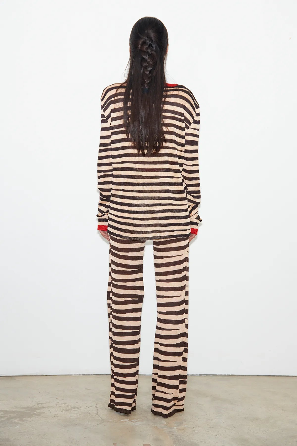Momo Knitted Pants Striped Panna and Moca