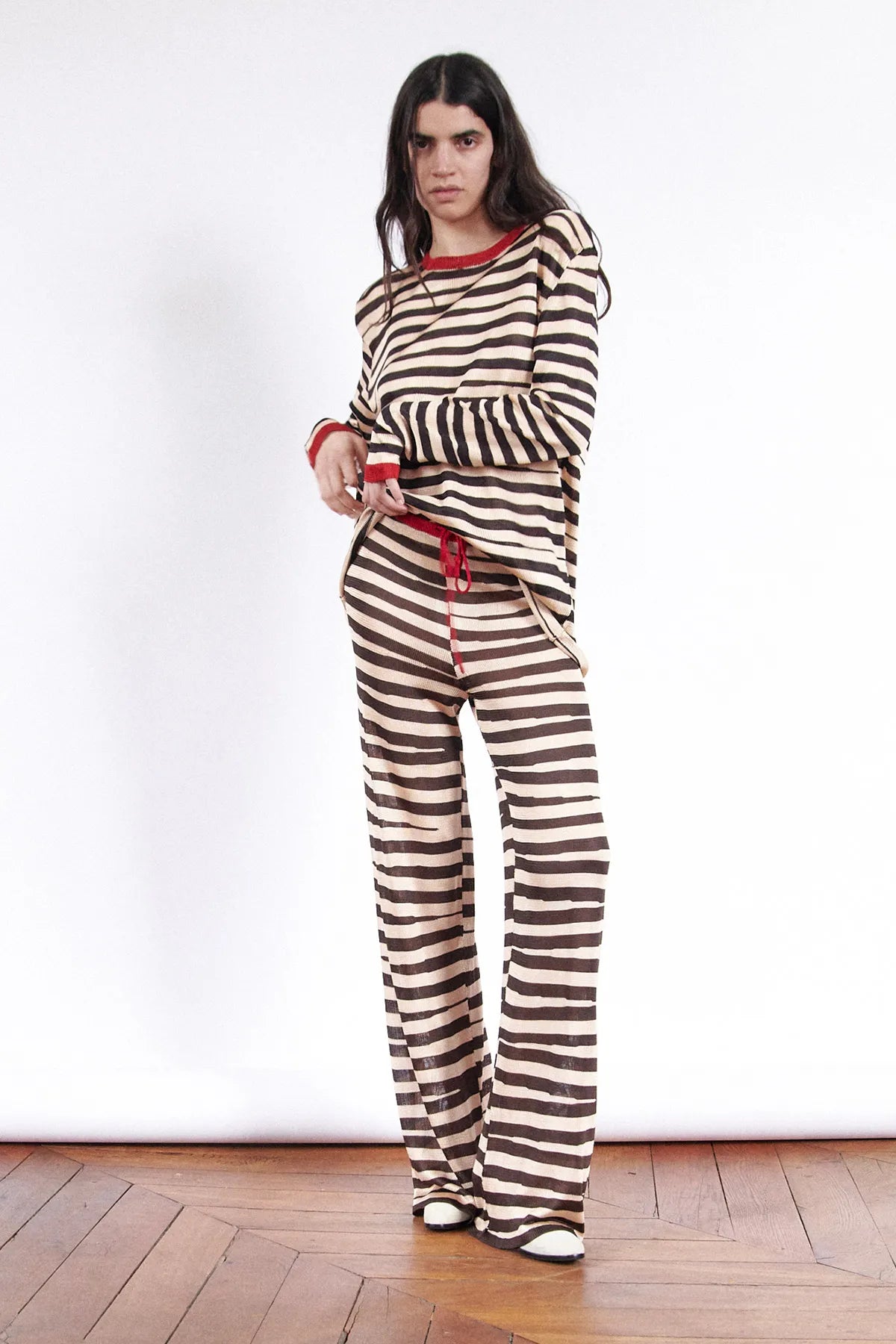 Momo Knitted Pants Striped Panna and Moca