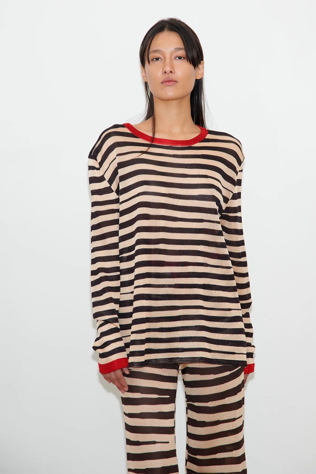 Momo Knitted Top Striped Panna and Moca
