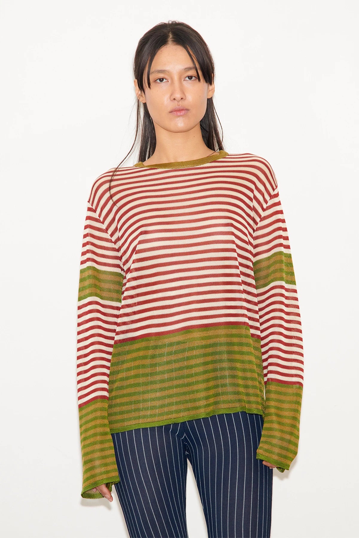 Sisto Knitted Top Striped Rosso and Verde