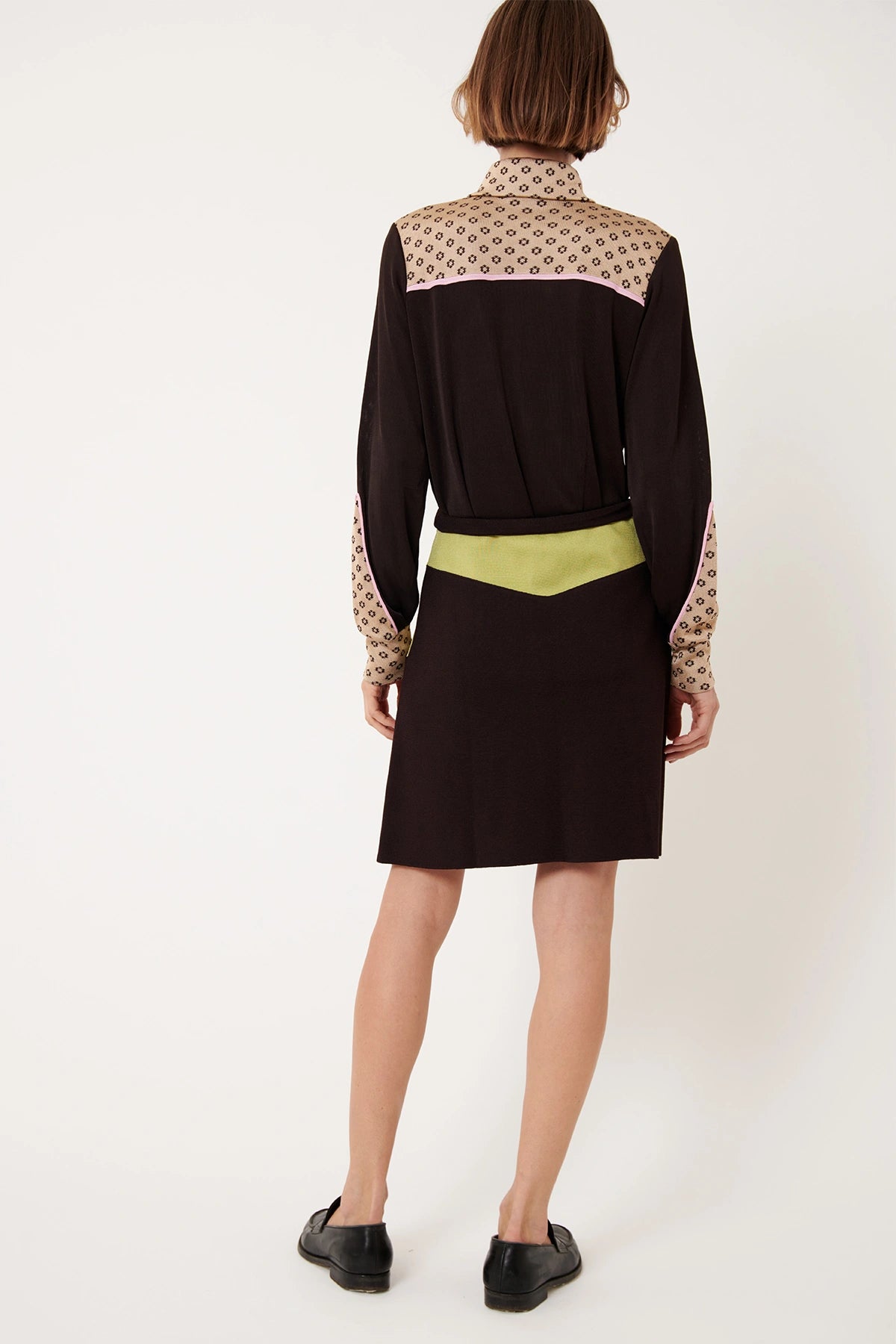 Antea Knitted Skirt Lime and Moca