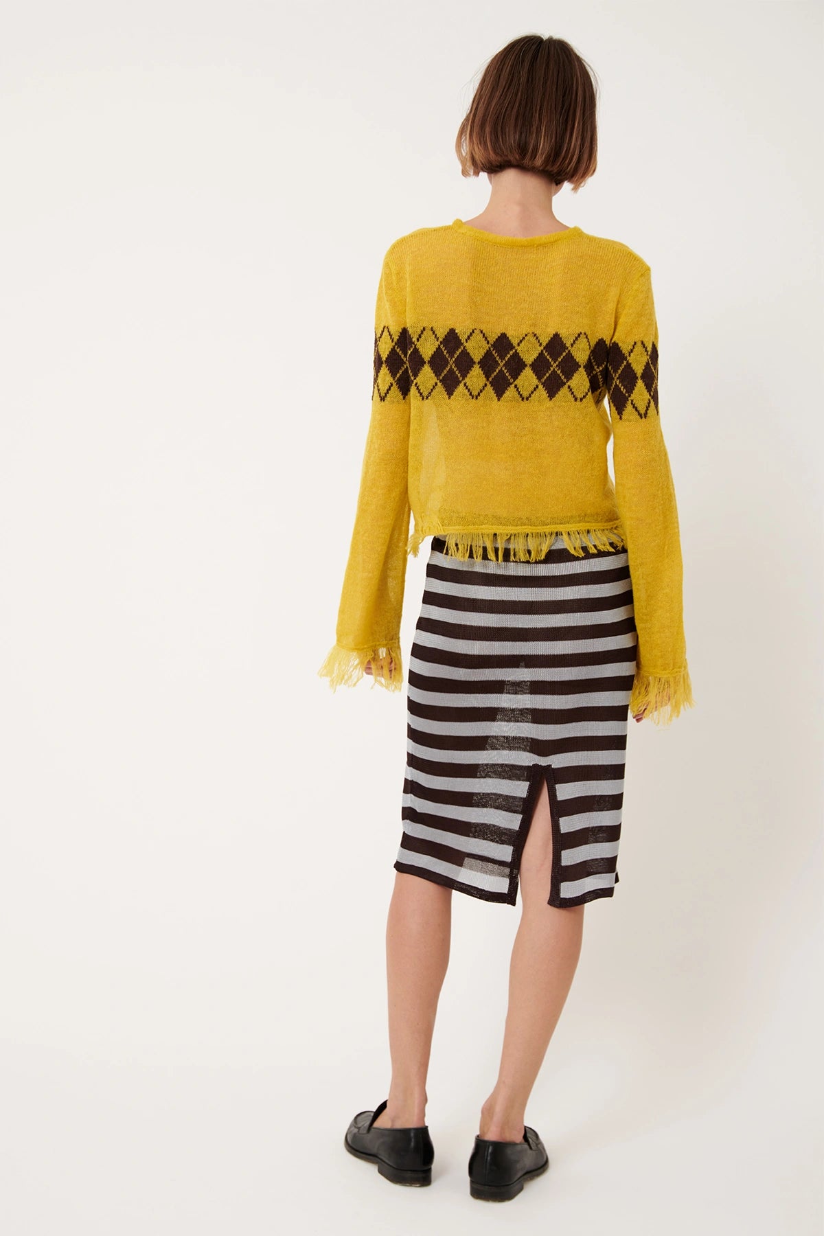 Cinzia Knitted Skirt Striped Grigio and Moca