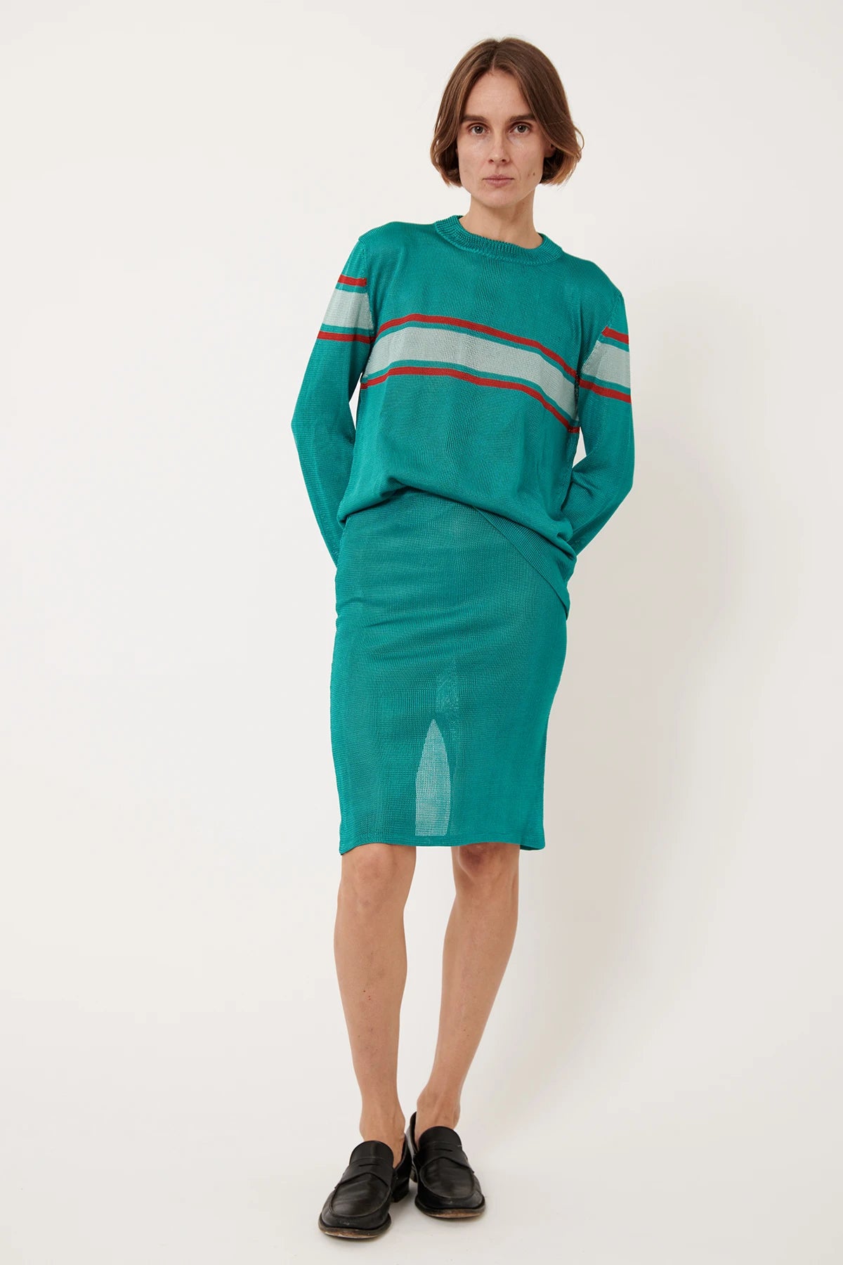 Cinzia Knitted Skirt Turchese and Arancio
