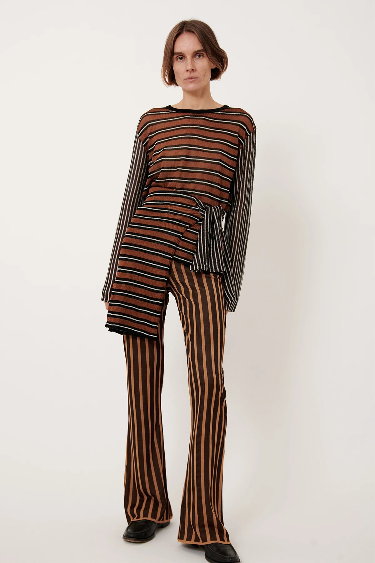 Deda Knitted Pants Striped Moca and Caramello